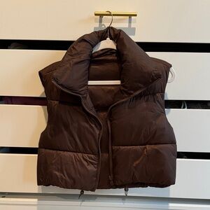 Brown Cropped Puffer Vest